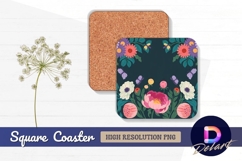 Floral butterflies square coaster png design Product Image 1