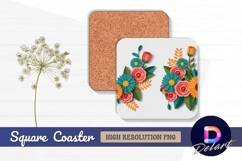 Colorful floral arrangements with paper Square Coaster PNG Product Image 1