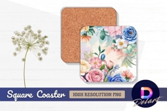 Watercolor floral pattern for square coaster png Product Image 1