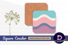Pastel colored wavy lines square coaster png Product Image 1