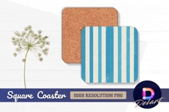 Blue and white striped textured Square Coaster PNG Product Image 1