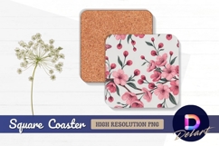 Cherry blossoms pattern seamless square coaster png Product Image 1