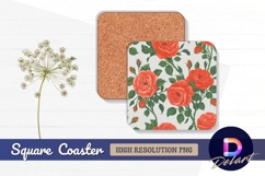 Seamless rose floral pattern square coaster png Product Image 1