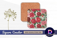Dahlia flower pattern square coaster png Product Image 1