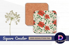 Poinsettia pattern square coaster png Product Image 1