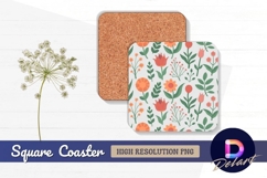 Floral pattern in pastel colors for Square Coaster PNG Product Image 1