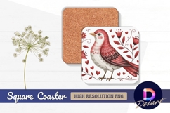Cute bird surrounded by flowers and Square Coaster PNG Product Image 1