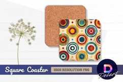 Retro circles pattern Square Coaster PNG Design Product Image 1