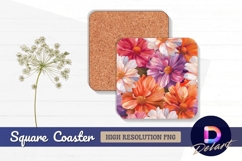 Colorful floral pattern for Square Coaster PNG Design Product Image 1