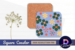 Retro floral pattern square coaster png design Product Image 1