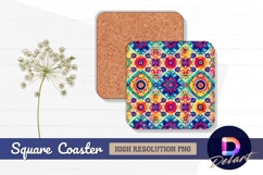 Colorful floral pattern Square Coaster PNG Design Product Image 1