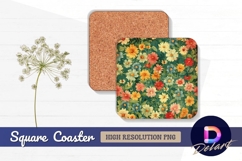 Floral pattern design Square Coaster PNG Design Product Image 1