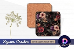 Dark floral arrangement Square Coaster PNG Design Product Image 1