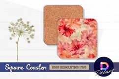 Hibiscus floral pattern background Square Coaster PNG Design Product Image 1