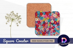 Colorful flower pattern for Square Coaster PNG Design Product Image 1