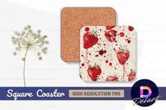 Splattered strawberry pattern for Square Coaster PNG Design Product Image 1