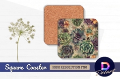 Succulent plant pattern Square Coaster PNG Design Product Image 1