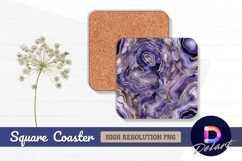 Purple agate stone with golden veins Square Coaster PNG Product Image 1