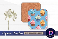 Colorful cupcakes pattern Square Coaster PNG Design Product Image 1