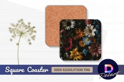 Moody floral arrangement Square Coaster PNG Design Product Image 1
