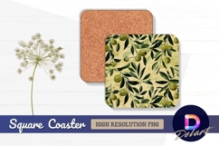Olive branch pattern Square Coaster PNG Design Product Image 1