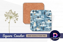 Winter landscape pattern for Square Coaster PNG Product Image 1