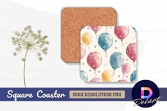 Watercolor balloons seamless pattern for square coaster png Product Image 1