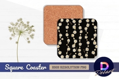 Daisy floral vines seamless pattern Square Coaster PNG Product Image 1