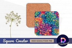 Colorful abstract ink splatter Square Coaster PNG Product Image 1