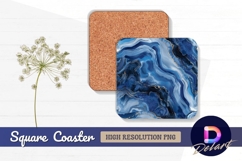Blue agate stone texture with golden Square Coaster PNG Product Image 1