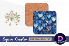 Blue heart stained glass Square Coaster PNG Product Image 1