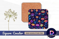 Pink floral pattern square coaster png Product Image 1