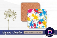 Colorful paint splatter Square Coaster PNG Product Image 2