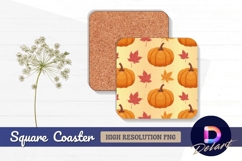 Autumn pattern with pumpkins Square Coaster PNG Product Image 1