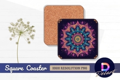Ornate floral mandala art square coaster png Product Image 1