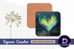 Artistic heart shape on wood Square Coaster PNG Product Image 1