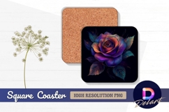Abstract glowing rose flower square coaster png Product Image 1