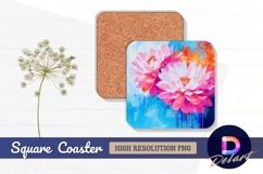 Pink floral painting Square Coaster PNG Product Image 1