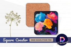 Vivid impressionist floral art square coaster png Product Image 1