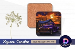 Purple truck cabin moonlight square coaster png Product Image 1