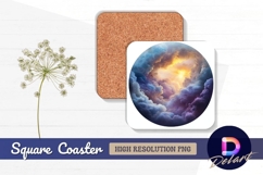Dreamy clouds glowing light square coaster png Product Image 1
