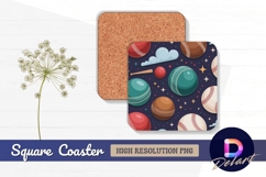 Cartoon sports balls pattern on dark Square Coaster PNG Product Image 1