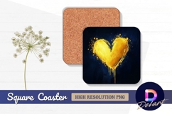 Golden heart artistic expression square coaster png Product Image 1