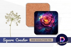 Cosmic rose colorful nebula square coaster png Product Image 1
