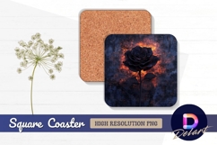 Burning black rose art square coaster png Product Image 1