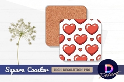 Seamless pattern of red hearts Square Coaster PNG Product Image 1