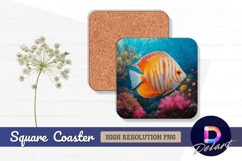 Orange discus fish swimming through Square Coaster PNG Product Image 1