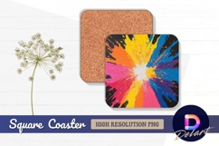 Colorful paint explosion abstract Square Coaster PNG Product Image 1