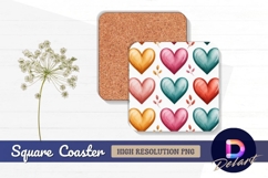 Watercolor hearts seamless pattern for square coaster png Product Image 1