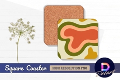 Retro groovy background with earthy Square Coaster PNG Product Image 1